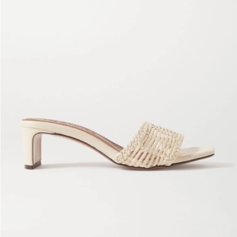SOULIERS MARTINEZ Olga Woven Leather Mule Sandals White size 39